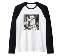 #snirt Jesús como DJ t-Shirt Motivo, Dios es un DJ Jesús Camiseta Manga Raglan