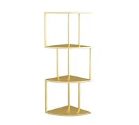 SNMIT Librería De Esquina Independiente,librería De Esquina De Hierro,Estante De Esquina Alto De Pie,Estante De Almacenamiento Abierto,Adecuado para Espacios Pequeños(Gold,3-Tier)