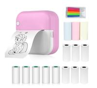 Snnozy Mini impresora térmica multifunción portátil para hacer fotos instantáneas, soporte de impresión sin inclusión, conexión BT para smartphone con 9 rollos de papel de 57 mm + 5 rollos de papel