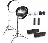 Snnozy Softbox - Set de estudio fotográfico, 85 W, 2 x 60 x 70 cm, iluminación LED con 2800 K-5700 K, trípode de luz de 12 lados de 2,5 m, totalmente ajustable para grabación de vídeo, retratos de