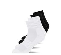 Snocks 4 Pares de Calcetines Running Hombre y Mujer de Algodón Orgánico Transpirables - Calcetines Deporte Mujer Hombre Antiampollas - Blanco/Negro - 43-46