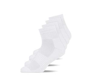 Snocks 4 Pares de Calcetines Running Hombre y Mujer de Algodón Orgánico Transpirables - Calcetines Deporte Mujer Hombre Antiampollas - Blanco - 43-46