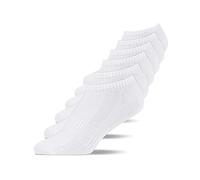 Snocks 6 Pares de Calcetines Cortos Tobilleros Hombre y Mujer de Algodón Orgánico Transpirable - Calcetines Hombre y Mujer Deporte Antideslizantes - Blanco - 43-46