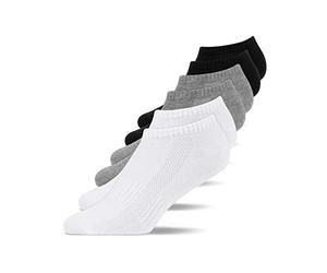 Snocks 6 Pares de Calcetines Cortos Tobilleros Hombre y Mujer de Algodón Orgánico Transpirable - Calcetines Hombre y Mujer Deporte Antideslizantes - Mix (Negro/Gris claro/Blanco) - 35-38