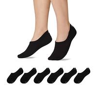 Snocks 6 Pares de Calcetines Invisibles Hombre y Mujer de Algodón Orgánico Ultrasuaves - Calcetines Cortos Transpirables - Negro - 35-38