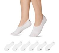 Snocks 6 Pares de Calcetines Invisibles Hombre y Mujer de Algodón Orgánico Ultrasuaves - Calcetines Cortos Transpirables - Blanco - 35-38