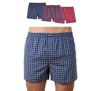 Snocks Boxer Hombre Americano Pack de 3 - Ropa Interior Ultrasuave de Algodón Bio - Calzoncillos Hombre Bóxer Sin Etiqueta Molesta. - Mix Cuadros Azul/Rojo - M