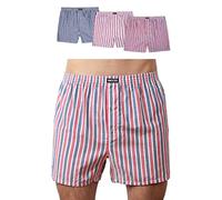 Snocks Boxer Hombre Americano Pack de 3 - Ropa Interior Ultrasuave de Algodón Bio - Calzoncillos Hombre Bóxer Sin Etiqueta Molesta. - Mix Rayas Azul Marino/Rojo/Blanco - XXL