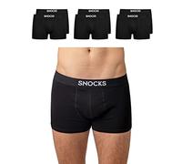 Snocks Boxer Hombre Pack de 6 - Ropa Interior Ultrasuave de Algodón Bio - Calzoncillos Hombre Bóxer Sin Etiqueta Molesta - Negro - S