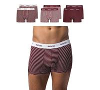Snocks Boxer Hombre Pack de 6 - Ropa Interior Ultrasuave de Algodón Bio - Calzoncillos Hombre Bóxer Sin Etiqueta Molesta - Rayas Rojas - L