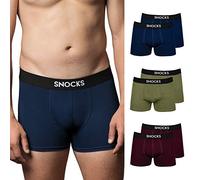 Snocks Boxer Hombre Pack de 6 - Ropa Interior Ultrasuave de Algodón Bio - Calzoncillos Hombre Bóxer Sin Etiqueta Molesta - Mix (Azul Marino/Rojo/Oliva) - M