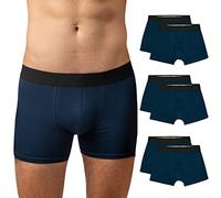 Snocks Boxer Hombre Pack de 6 - Ropa Interior Ultrasuave de Algodón Bio - Calzoncillos Hombre Bóxer Sin Etiqueta Molesta - Azul Marino - L