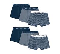Snocks Boxer Hombre Pack de 6 - Ropa Interior Ultrasuave de Algodón Bio - Calzoncillos Hombre Bóxer Sin Etiqueta Molesta - Rayas Azul Marinas - L