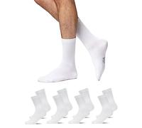 Snocks Calcetines Altos Deporte para Hombre y Mujer - Talla 39-42 - Color Blanco - Antiampollas