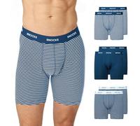 Snocks Calzoncillos bóxer largos para hombre de algodón orgánico (6 unidades) - Transpirables e ideales para deporte y uso diario - No pica etiqueta ni cintura cómoda - Calzoncillos para hombre tallas