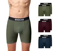 Snocks Calzoncillos bóxer largos para hombre de algodón orgánico (6 unidades) - Transpirables e ideales para deporte y uso diario - No pica etiqueta ni cintura cómoda - Calzoncillos para hombre tallas