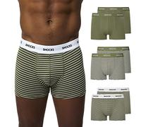 Snocks Calzoncillos tipo bóxer para hombre, algodón orgánico (6 unidades), 6 rayas de oliva, L
