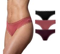 Snocks Tangas Mujer Encaje Pack de 3 Ropa Interior Algodón Orgánico Nero Tamaño L EU 40/42 Lencería Braga Sexy Tanga Culotte Brasileñas Braguita