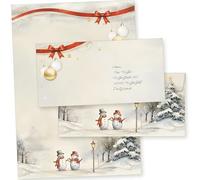 Snöfest 25 juegos de papel de carta de Navidad con sobre sin ventana, papel de Navidad A4