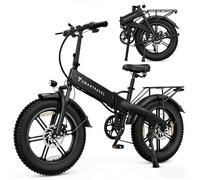 Snokco M6 - Bicicleta eléctrica plegable de montaña, batería extraíble de 48 V y 15 Ah, neumáticos anchos de 20 pulgadas × 4,0 pulgadas, frenos hidráulicos de 7 velocidades, apta para todos los