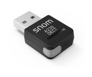 Snom A230 DECT USB dongle se conecta a través del puerto USB existente del teléfono de escritorio snom y ahora está en una estación base DECT, sin necesidad de configuración necesaria, 00004386