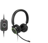 Snom A330D Auriculares supraaurales, cancelación pasiva de Ruido, Auriculares para teléfono VoIP, Cable USB/RJ9/3.5 Jack con Control de Llamada, Piel sintética Suave, Negro; 0004598