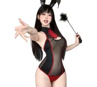 SNOMYRS Body sexy de conejito Senpai para mujer, disfraz de cosplay de anime, lencería de una pieza con orejas de conejo