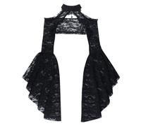SNOMYRS Damen Gothic Korsett Tops Spitze Bolero Shrug Vintage Spitzenbolero Crop Top Halloween Vampire Cosplay für Party Club Karneval