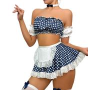 SNOMYRS Disfraz de criada sexy para cosplay, disfraz kawaii, traje de Lolita, lencería, uniforme, conjunto de falda a cuadros
