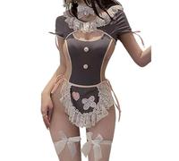 SNOMYRS Disfraz de sirvienta de anime para cosplay, delantal dulce japonés, elegante, Kawaii, con cordones, lencería de una pieza