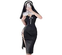 SNOMYRS Disfraz sexy de monja para mujer, lencería japonesa kawaii, traje de Halloween, vestido de monja, uniforme de monja, disfraz de cosplay con tocado