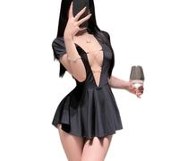 SNOMYRS Lencería sexy para mujer, disfraz sensual de cosplay, vestido de babydoll sin espalda con cuello en V profundo, minivestido de fiesta de club de noche
