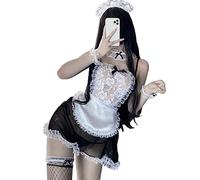 SNOMYRS Maid Outfit 8pcs Lace Lawaii Lolita Francés Maid Delantal Cosplay Lencería Sexy Disfraces para Mujeres Halloween Lencería