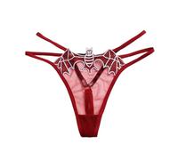 SNOMYRS Sexy Mini Tanga para Mujeres G-String Low Rise Señoras Murciélago Bordado Lencería Red Tanga Lencería Sexy Tanga Lencería Elástica Malla Halloween Panties