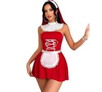 SNOMYRS Traje sexy de sirvienta para mujer, disfraz de sirvienta, disfraz de Halloween, vestido delantal, lencería francesa