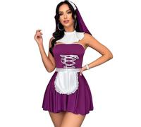 SNOMYRS Traje sexy de sirvienta para mujer, disfraz de sirvienta, disfraz de Halloween, vestido delantal, lencería francesa