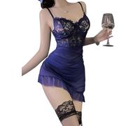 SNOMYRS Vestido sexy de corsé con volantes, lencería transparente para mujer, encaje de malla, diseño floral, juego de picardías con tanga