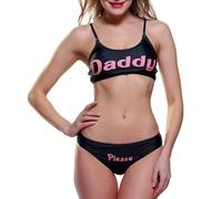 SNOMYRS Yes Daddy - Lencería sexy para cosplay, juegos de rol, brasier, ropa interior, tops y bragas, pijama, bikini, traje de baño de talla grande