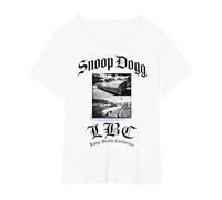 Snoop Dogg Long Beach Oficial de California Camiseta, Mujer Tallas Grandes, Blanco, 1XL Grande