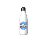Snoopy - Botella Agua de Acero Inoxidable, Cierre Hermético, con Diseño Letra C Multicolor, 550 ml, Color Blanco, Producto Oficial (CyP Brands)