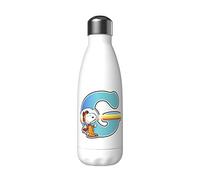 Snoopy - Botella Agua de Acero Inoxidable, Cierre Hermético, con Diseño Letra G Multicolor, 550 ml, Color Blanco, Producto Oficial (CyP Brands)