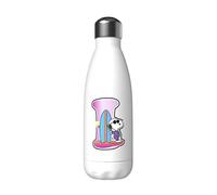 Snoopy - Botella Agua de Acero Inoxidable, Cierre Hermético, con Diseño Letra I Multicolor, 550 ml, Color Blanco, Producto Oficial (CyP Brands)