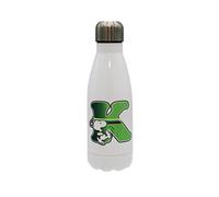 Snoopy - Botella Agua de Acero Inoxidable, Cierre Hermético, con Diseño Letra K Multicolor, 550 ml, Color Blanco, Producto Oficial (CyP Brands)