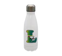 Snoopy - Botella Agua de Acero Inoxidable, Cierre Hermético, con Diseño Letra L Multicolor, 550 ml, Color Blanco, Producto Oficial (CyP Brands)