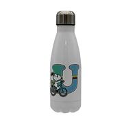 Snoopy - Botella Agua de Acero Inoxidable, Cierre Hermético, con Diseño Letra U Multicolor, 550 ml, Color Blanco, Producto Oficial (CyP Brands)