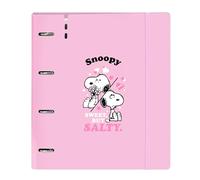 SNOOPY - Carpeblock con 4 Anillas de 35 mm, con Recambio, con 100 Hojas A4, Ideal para Niños de Diferentes Edades, Cómoda y Versátil, Calidad y Resistencia, 27x4x32 cm