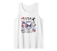 Snoopy Charlie & Lucy USA Americana Tatuajes Camiseta sin Mangas