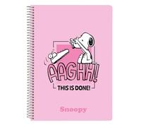 SNOOPY - Cuaderno, Libreta Cuarto 80 hojas, Tapas Duras, 1Diseño, Ideal para Niños de Diferentes Edades, Cómodo y Versátil, Calidad y Resistencia, 15.5xx22 cm