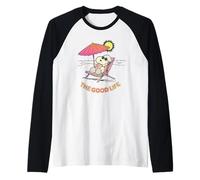 Snoopy Good Life Beach Holiday Summer Vibes Retro Camiseta Manga Raglan