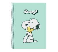 SNOOPY GROOVY - Cuaderno, Libreta Cuarto 80 hojas, Tapas Duras, 1Diseño, Ideal para Niños de Diferentes Edades, Cómodo y Versátil, Calidad y Resistencia, 15.5xx22 cm, Color Verde Agua